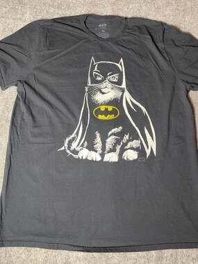 Batman Bat Cat Graphic T-Shirt Black 2XL